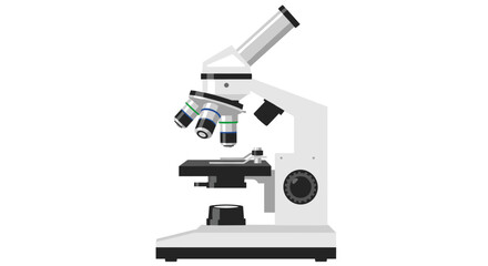 A sleek white optical microscope, essential for scientific research and educational purposes, stands isolated against a clean background.