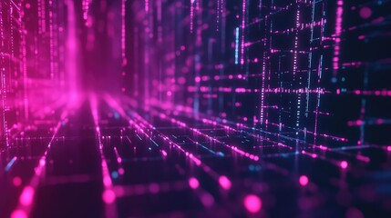 Obraz premium Abstract digital grid creating data tunnel and network connection