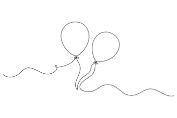 Balloon continuous line drawing simple elegant hand drawn minimalist festive design