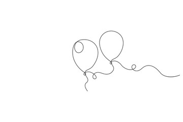 Balloon continuous line drawing simple elegant hand drawn minimalist festive design © Most