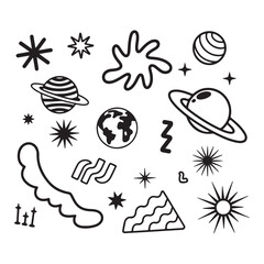Black & White Y2K Core Graphic Icons - Abstract Shapes, Eye, & Star Vector Pack