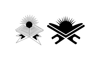 Islamic Quran Book Logo with Rising Sun - Vector Illustration