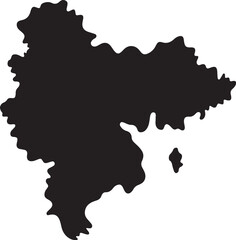 Obraz premium Black silhouette of North Brabant province on transparent background