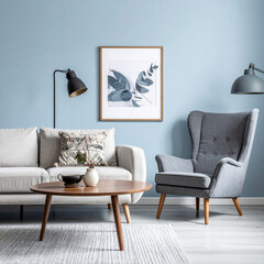 Chic living room design modern home interior style cozy environment wide view chic aesthetic