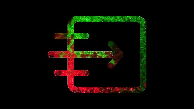 Abstract exit icon with vibrant red and green colors isolated on transparent background