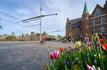 Street view in the center of Hague, Netherlands