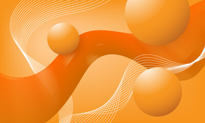 orange lines wave curves with cirlces shapes 3d on smooth gradient abstract background