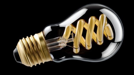 Light bulb glowing with energy against deep black background, symbol of solutions and creativity