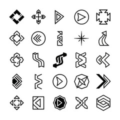 Discover a versatile collection of modern abstract icons and symbols perfect for dynamic design projects and digital interfaces, enhancing user experience.