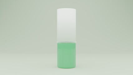 3D Slim Green Liquid Bottle for Skin Care or Cosmetics.