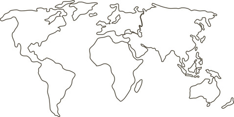 Simplified vector illustration of world map