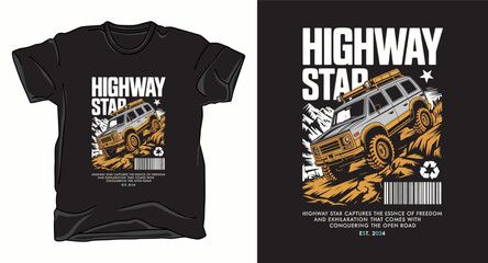 Highway star monster truck graphic vector art t-shirt design print