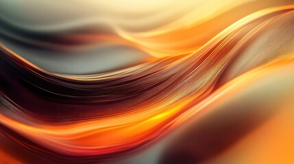 Abstract flowing waves in golden orange light