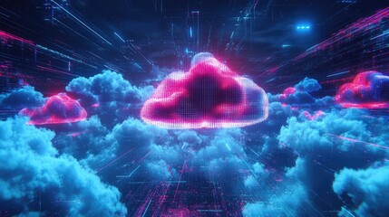 Digital cloud computing infrastructure sending data through network