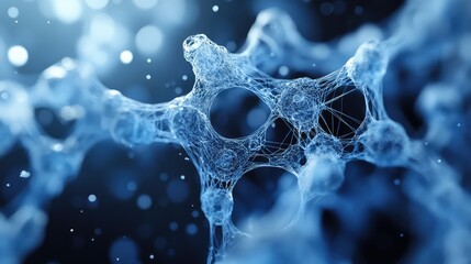 Blue digital neural network connecting technology and biology