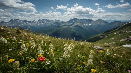 alpine meadow with wildflowers