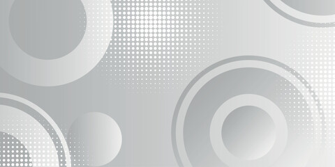 Abstract gray and white gradient background with circle, stripes, and halftone shapes. Trendy and minimalist background concept for covers, banners, brochures, presentations, and certificates. EPS. 2