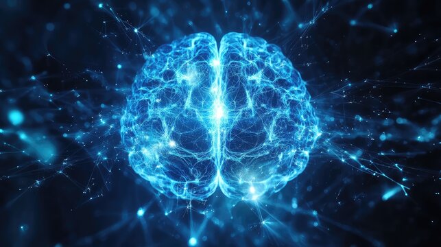 Artificial intelligence brain expanding digital network connections