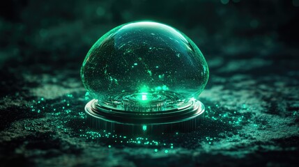 Digital crystal ball revealing future technology and data prediction