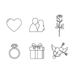 Celebrate love and commitment with these romantic icons symbolizing romance, proposals, and cherished moments, perfect for design projects.