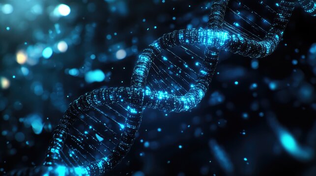Digital dna helix representing genetic technology and biology