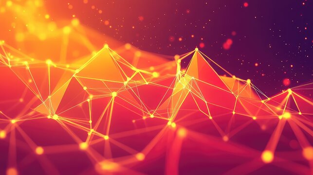 Abstract network structure connecting data points with polygons