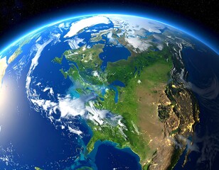 Fototapeta premium Beautiful rendered image of the Earth from space, showing North America