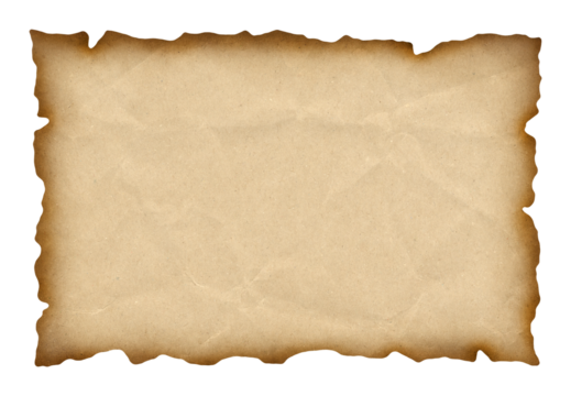 aged blank treasure map parchment with burnt edges and vintage texture for adventure, pirate, and exploration themed backgrounds