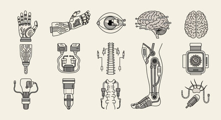 Modern Cyberpunk Body Augmentation Designs for Future Technology, Featuring Futuristic Prosthetics and Neural Interfaces, Perfect for Science Fiction and Tech Concepts © LAILATUS