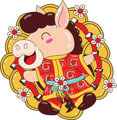 Lucky Horse New Year. Happy chinese new year. Year of horse. Vector illustration.