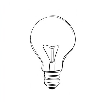 A light bulb drawn with a single continuous line symbolizes innovation and creative ideas, providing inspiration for startups in business or education, and employs extremely simple stroke techniques.