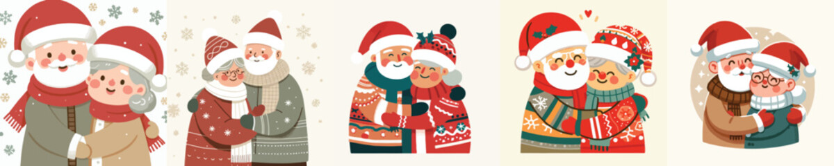 old couple hugging on christmas day