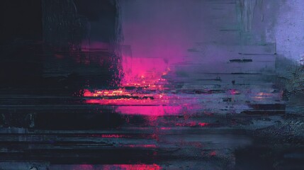 Abstract digital glitch art background with neon pink colors