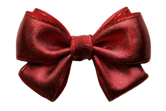 Crimson Bow Elegance: A luxurious crimson bow, meticulously crafted from satin, radiates a sense of refined elegance, perfect for gifts or special occasions. 
