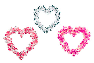 PNG image of Heart shapes white roses pink petals love overlay transparent backgroud