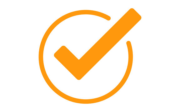 Isolated orange tick check mark icon vector	
