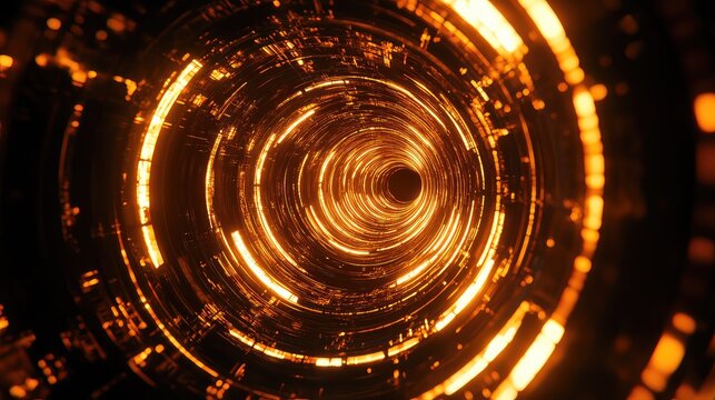 Futuristic data tunnel transporting digital light stream