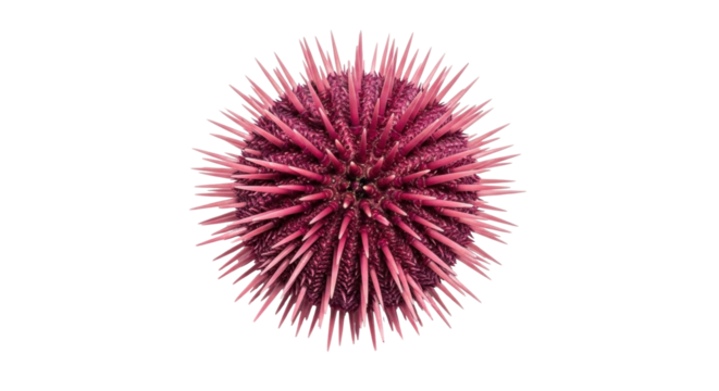 Isolated purple sea urchin, spiky marine invertebrate, echinoderm, ocean dweller and icon