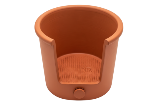 Terracotta colored plastic foot bath for spa and pedicure use isolated with transparent background
