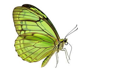 Isolated Neon Green Butterfly with Beautiful Wing Veins on a Plain Surface, Exotic Insect