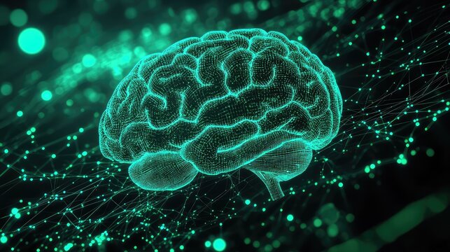 Artificial intelligence brain connecting nodes in network