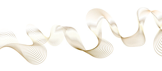 golden wavy line isolated on white. abstract background design with wings. wave lines in color gradient. digital technology concept energy waves. vector design element.