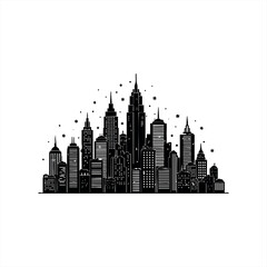 Fototapeta premium Urban skyline icons for modern architectural design and cityscape branding