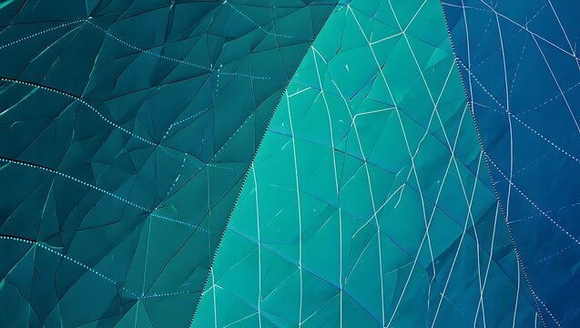 Abstract Geometrical Pattern with Lines and Triangles in Blue and Green