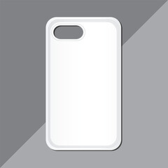 Modern blank white smartphone case mockup presented on a subtle gradient background with a realistic diagonal shadow effect for product visualization