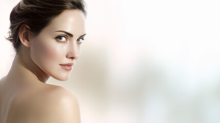 Fototapeta premium Woman focusing on skincare routine in a clean, spa-like environment. lifestyle magazines, social media lookbooks, designed for influencer and brand collaborations, used by web designers. 
