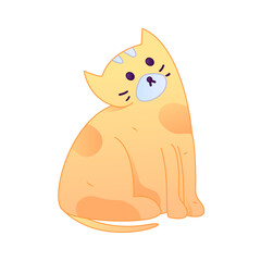 Cute Kitty Internet Gradient Flat Vector Illustration Healing Companion Character Asset