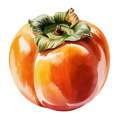 orange persimmon ripe fruit with green calyx Fresh