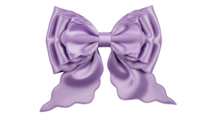 Isolated purple satin bow tie, elegant decorative ornament for girl's hair, fashion accent