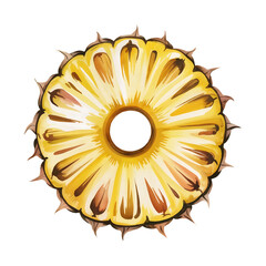 pineapple slice Vibrant watercolor on clean background